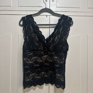 George Black Lace V-Neck Top